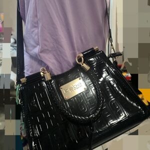 Bebe Black Embossed Shoulder Bag